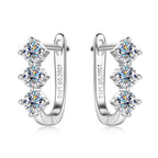 Three Stone Moissanite Hoop Earrings