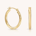 14K Yellow Gold Classic Polished Hoop Earrings - Unisex
