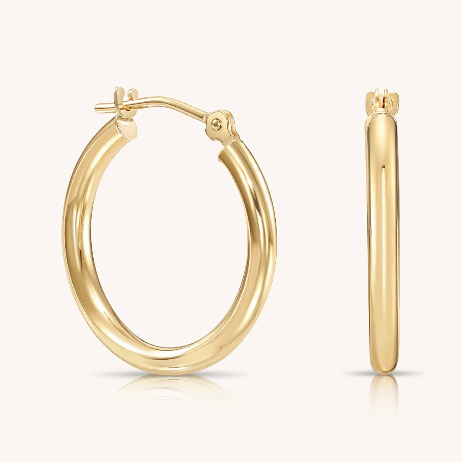 14K Yellow Gold Classic Polished Hoop Earrings - Unisex
