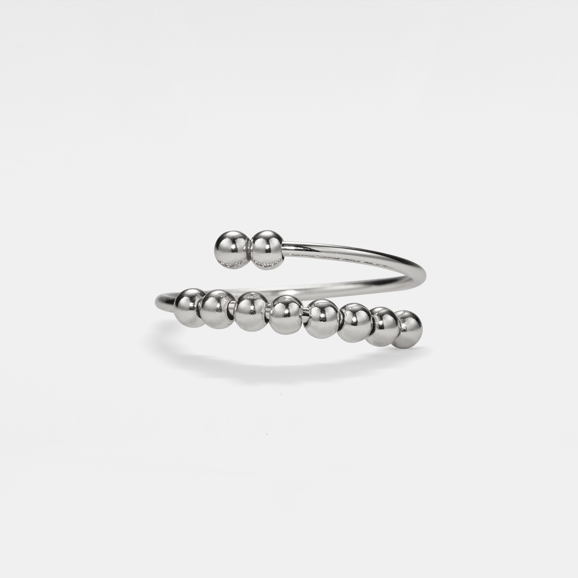 Beaded Anxiety Fidget Ring in 925 Sterling Silver