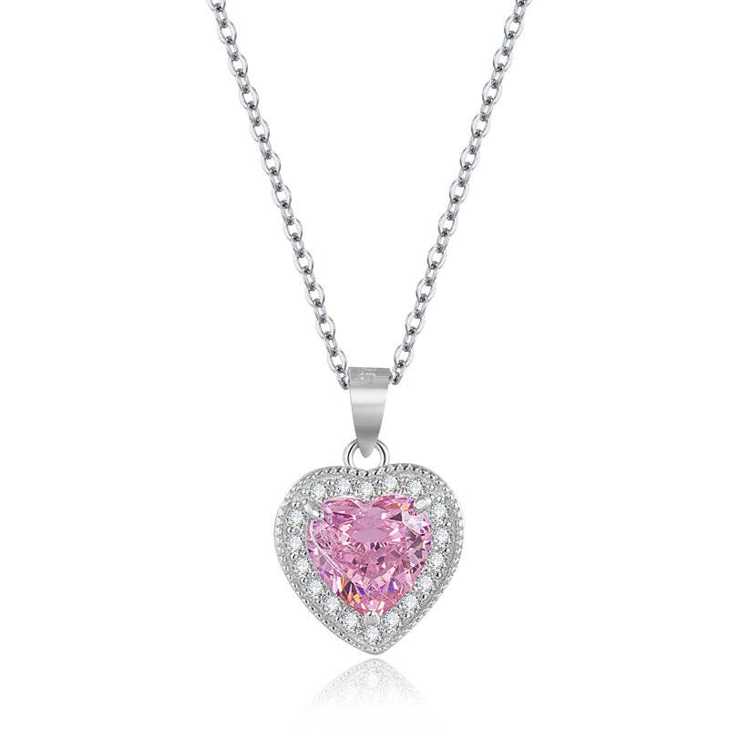 Gemstone Heart Charm Necklace