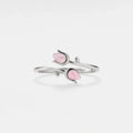 Rose Quartz Tulip Flower Bypass Ring in 925 Sterling Silver