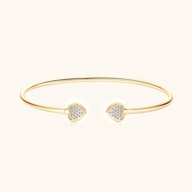 Moissanite Heart Bangle Bracelet