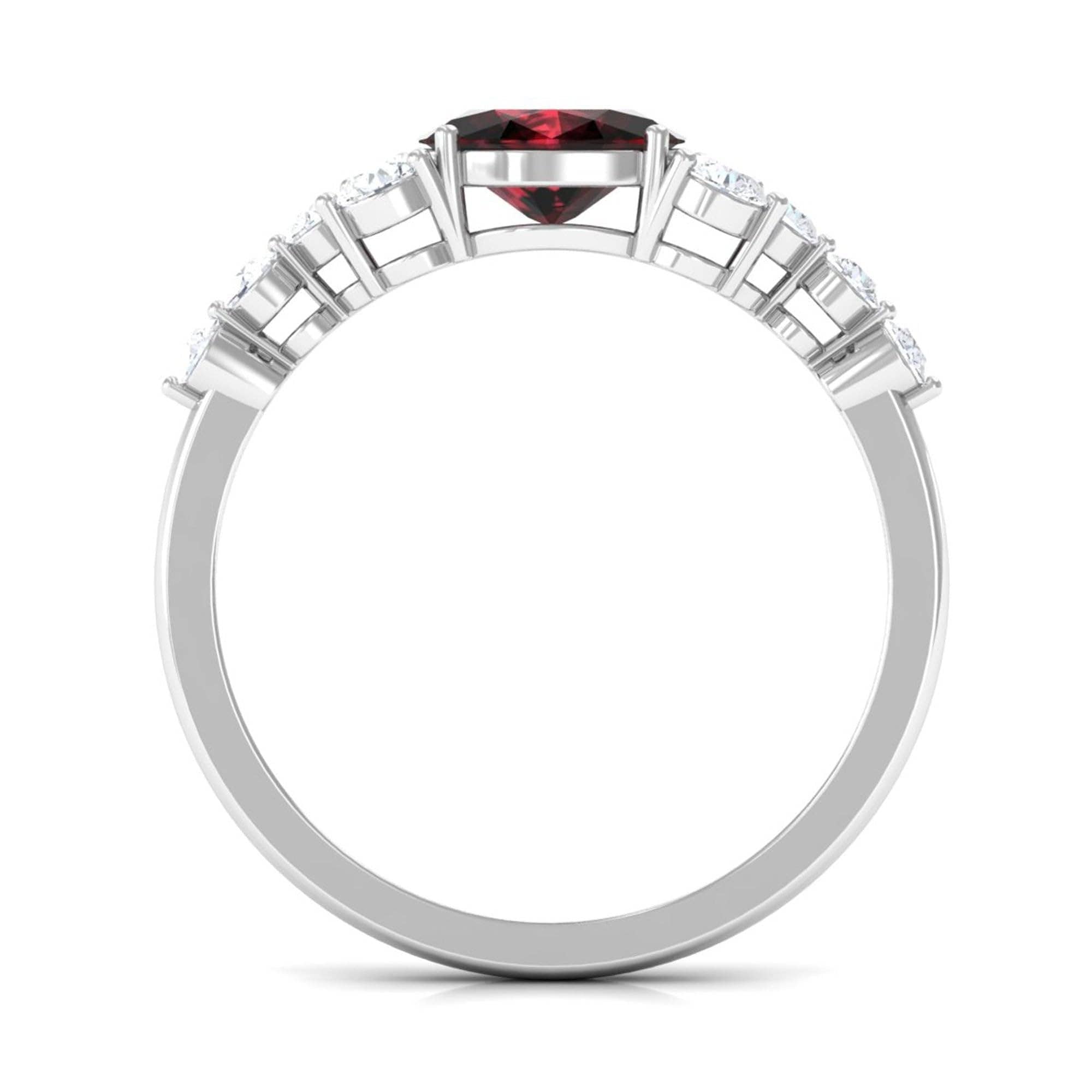 Ovaalse granaadi ja moissaniidiga sõrmus