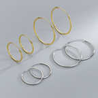 Classic Thin Sleeper Hoop Earrings in 925 Sterling Silver