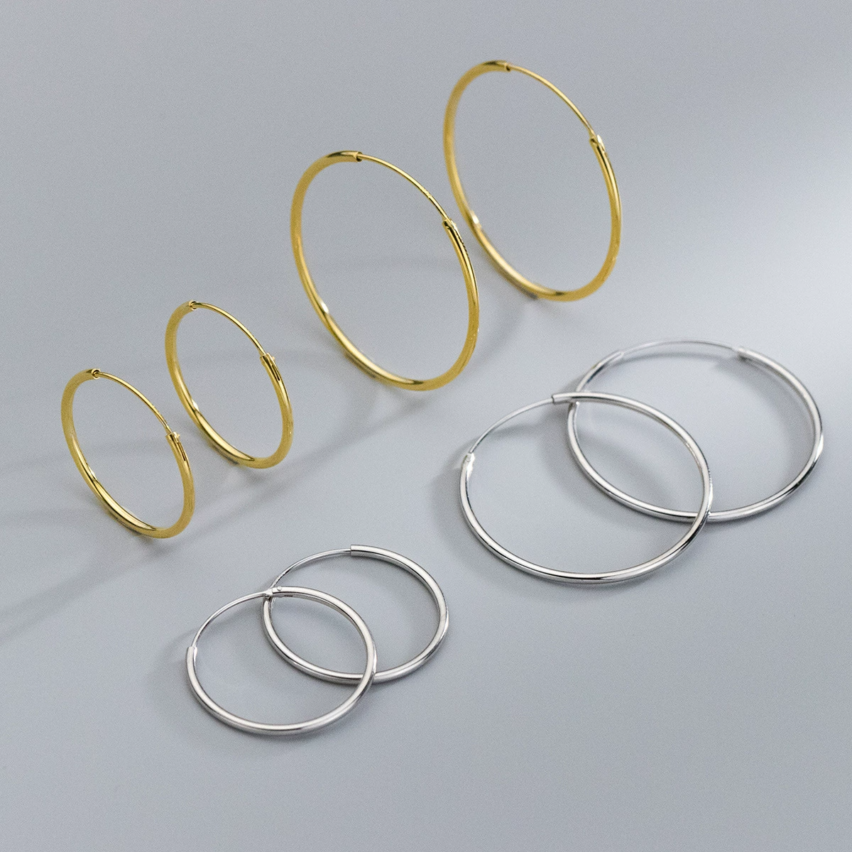 Classic Thin Sleeper Hoop Earrings in 925 Sterling Silver
