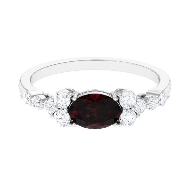 Garnet & Moissanite Cluster Ring