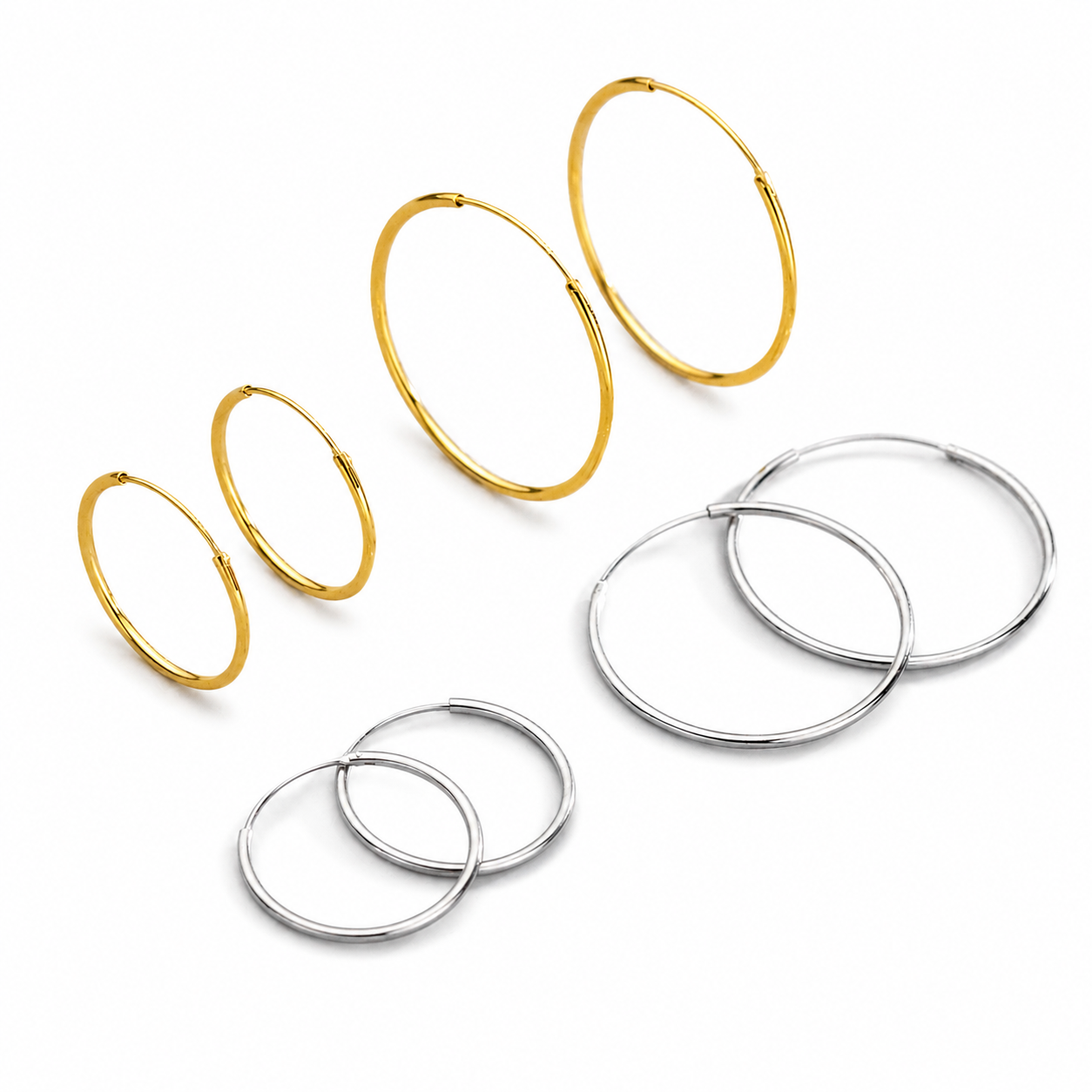 Classic Thin Sleeper Hoop Earrings in 925 Sterling Silver