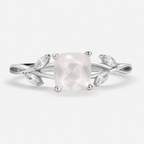 Quartz Leaf Stacking Ring in 925 Sterling Silver