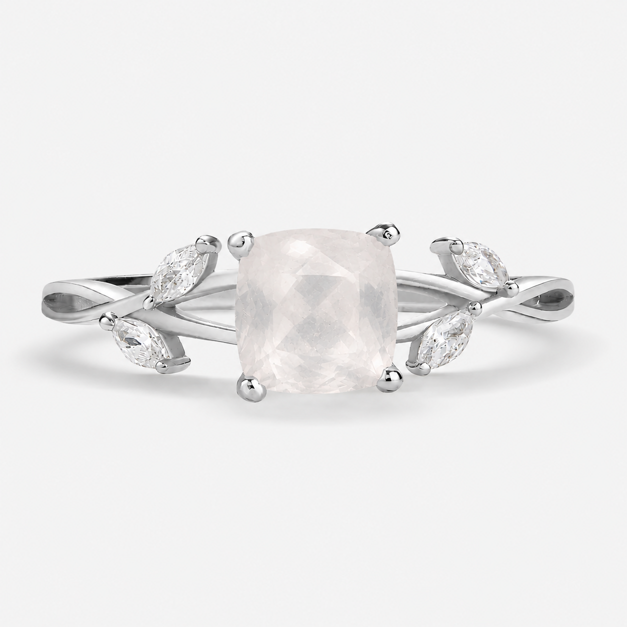 Quartz Leaf Stacking Ring in 925 Sterling Silver